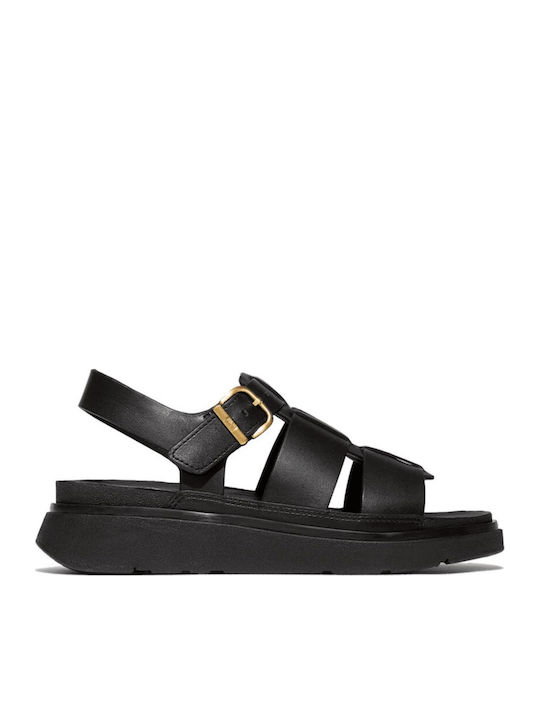 Flip Flop Δερμάτινα Σανδάλια Μαύρα
