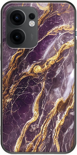 Cracked Marble Purple Gold Oppo Reno 13 F 5g Black TPU Black Silicone