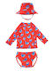 Zoocchini Kinder Badeanzug Bademoden-Set mit Hut Rot
