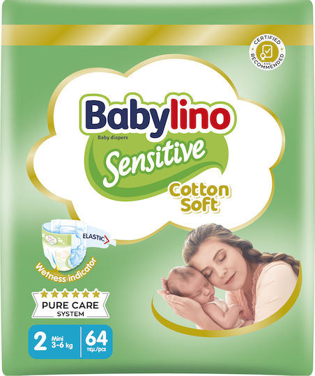 Babylino Klebeband-Windeln Sensitive Cotton Soft Nr. 2 für 3-6kg 64cm