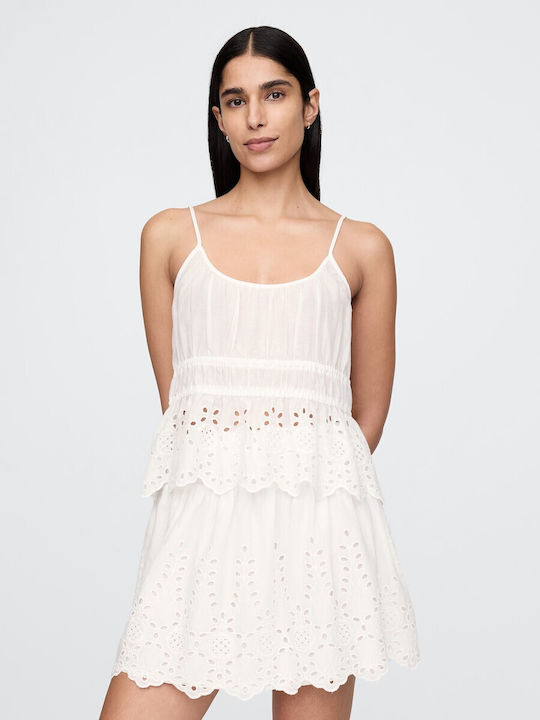 Дамска Блуза Памучна с Тънки Презрамки Off White