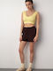 Damen Crop Top mit Trägern Yellow