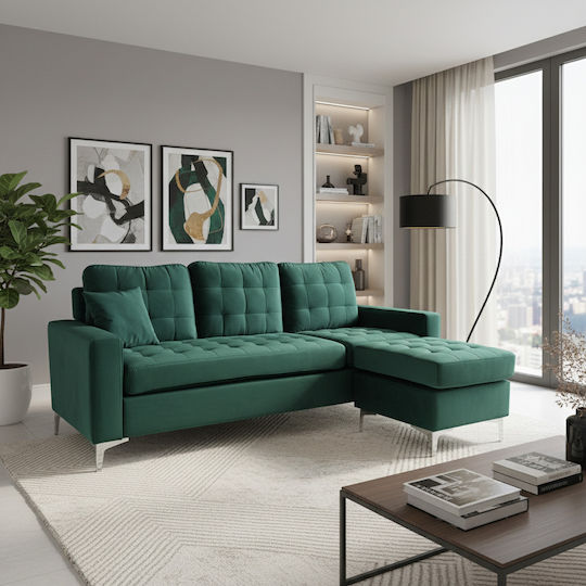 Blaze Corner Fabric Couch 190x128x82 cm Green