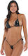 Annamu Embossed Vinyl Lingerie Set Black A-1065