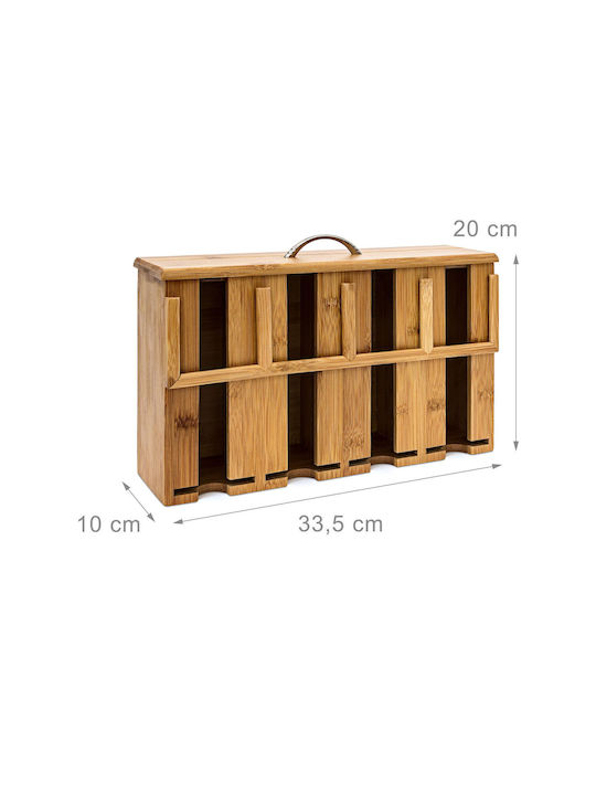 Relaxdays Caseta Pentru Ceai Cu Capac Din Lemn Bej 22x10x33.5cm