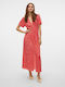 Midi Shirt Dress Red