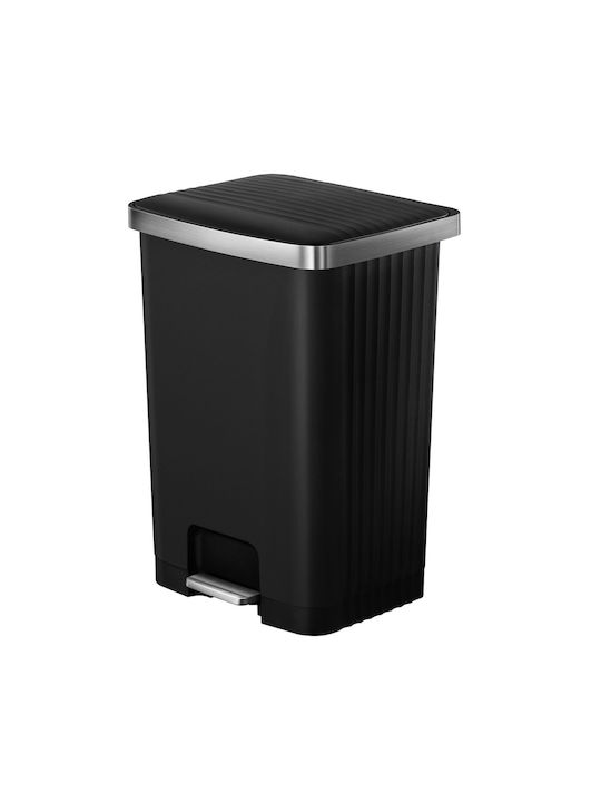 Eko Coș De Gunoi Hana Din Oțel Inoxidabil Cu Pedală Negru 70lt