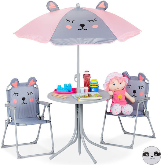 Kids Table Set with Chairs Made of Purple Plastic Relaxdays