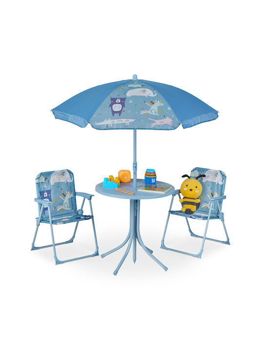 Relaxdays Kinder Tische Set mit Kunststoff Blau...