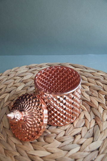Φοντανιέρα Γυάλινη με Καπάκι 8.5x14cm Rose Gold
