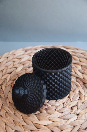 Φοντανιέρα Γυάλινη με Καπάκι 8.5x14cm Μαύρη