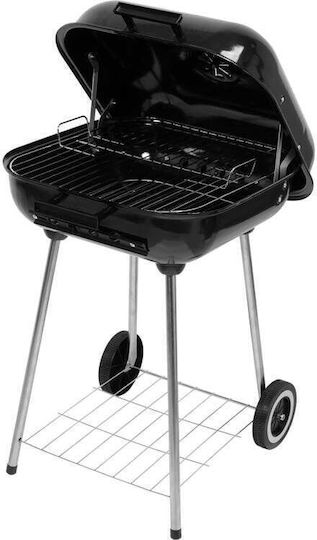 Lund Stainless steel Charcoal Grill with Lid, Thermometer and Smoker 45cmx40cm
