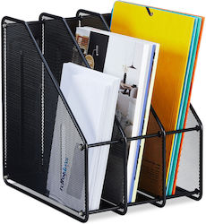 Organizator birou 3 compartimente verticale din oțel 31,5 X 24 X 29 cm negru