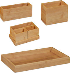 Natural Brown Bamboo Desk Organizer Set 4 Pieces Natural Brown Bamboo Desk Organizer Set 4 Pieces