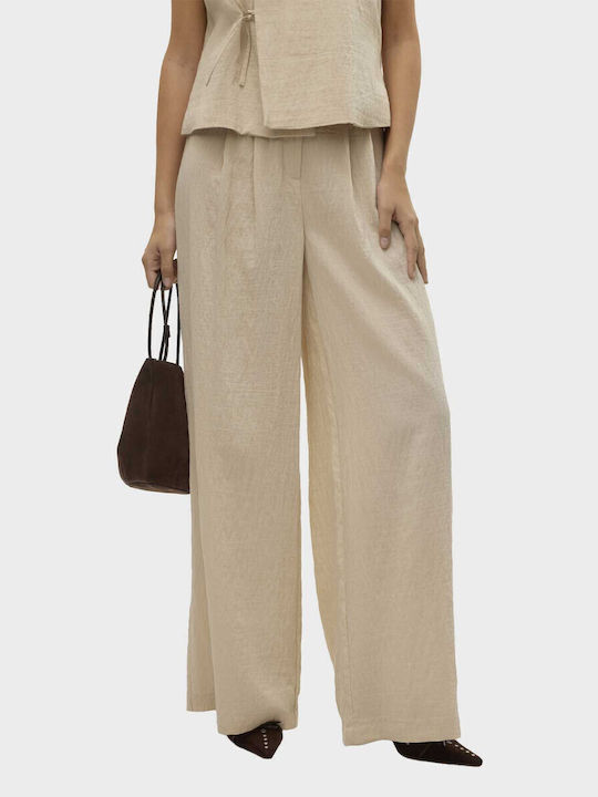 Vero Moda Γυναικεία Παντελόνα Εκρού