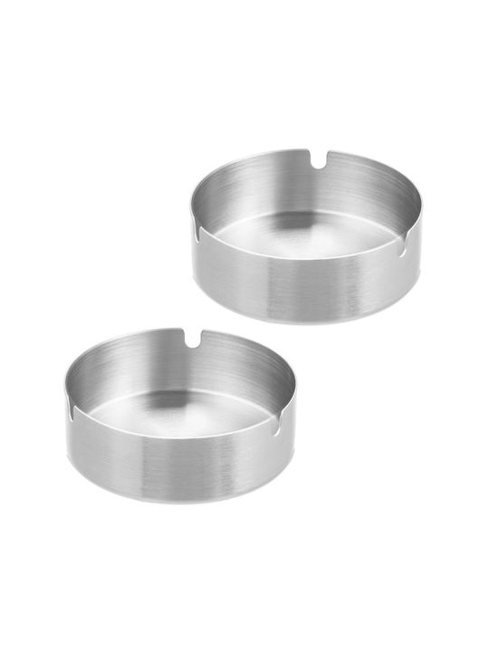 Set 2 Simple Metal Containers 3.5 X 10 Cm Gray