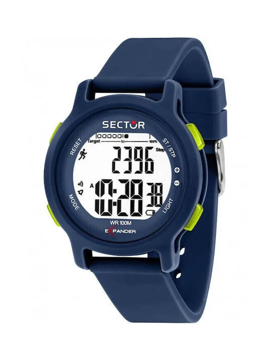 Sector Digital Men's Watch Battery with Blue Rubber Strap