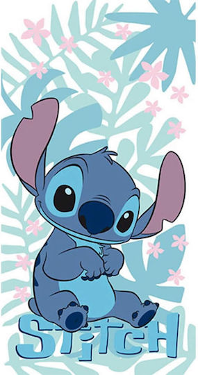 Kinder-Strandtuch Lazy Stitch Weiß Disney Borea Polyester 70x140