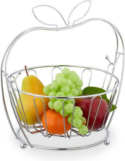 Relaxdays Fruit Bowl Metallic Silver 28.5x28x23cm