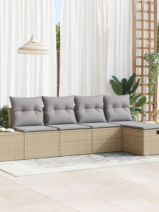Corner Sofa Outdoor Rattan with Pillows 55x62x69cm