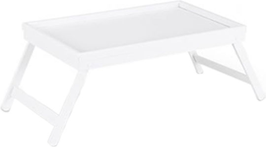 Relaxdays Bambus Dreptunghiular Tavă de Pat Antiderapant din Bamboo în Culoare Alb 64x31x22cm 10023234 1buc