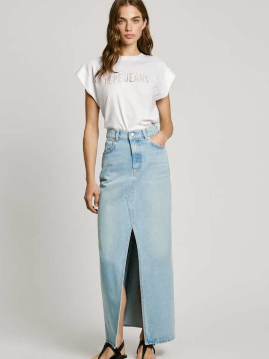 Denim High-waisted Maxi Skirt Denim