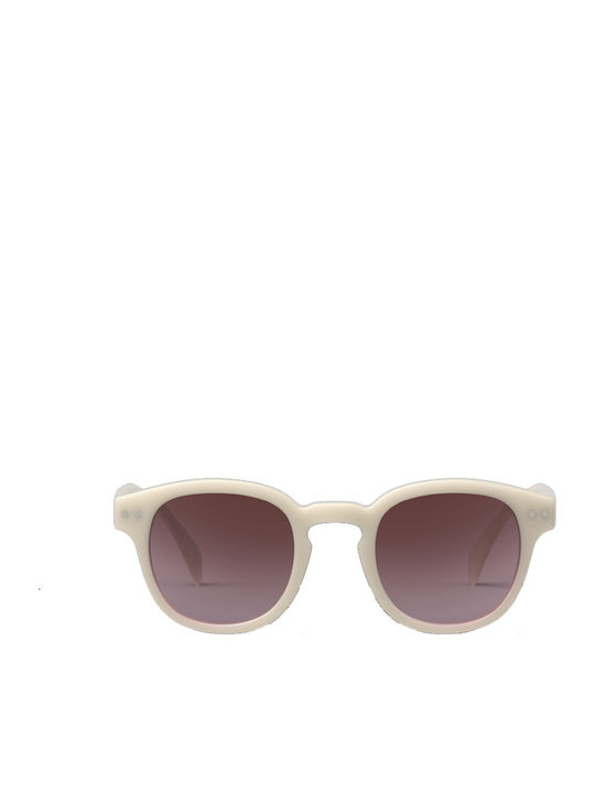 Izipizi Unisex Sunglasses with Beige Plastic Frame and Brown Gradient Lens