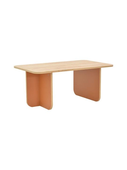 Oval Central Coffee Table Boca Wooden Oak-Ceramic Red M100xL60xH42cm
