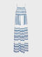 Summer Maxi Wrap Dress with Ruffles Blue