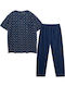 Ustyle Men's Summer Pajamas Set Navy Blue