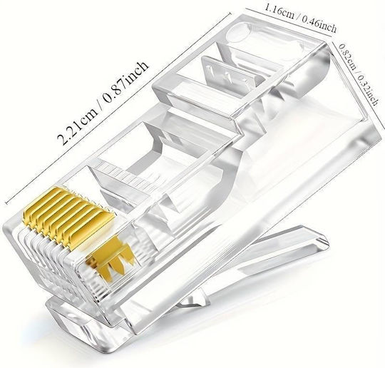 RJ45 UTP Emtex Cat 6a Passthrough Connection 100 Pcs