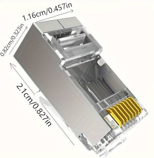 Emtex Shielded RJ-45 Ftp Connector Cat.6a Passthrough 100 Pieces