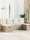 Corner Sofa Outdoor Rattan with Pillows 55x62x69cm