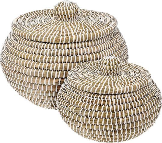 Set Dekorative Körbe Korbweide mit Deckel Beiges 2Stücke