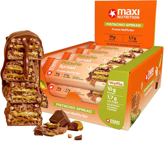 MaxiNutrition Protein Waffle Bar Bars Protein with Flavor Pistachio Spread 12x39gr
