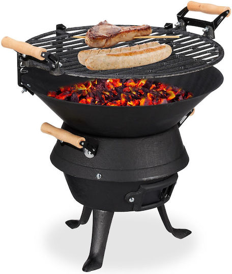Gusseisen-Grill 40x45x36 cm Höhenverstellbar Relaxdays