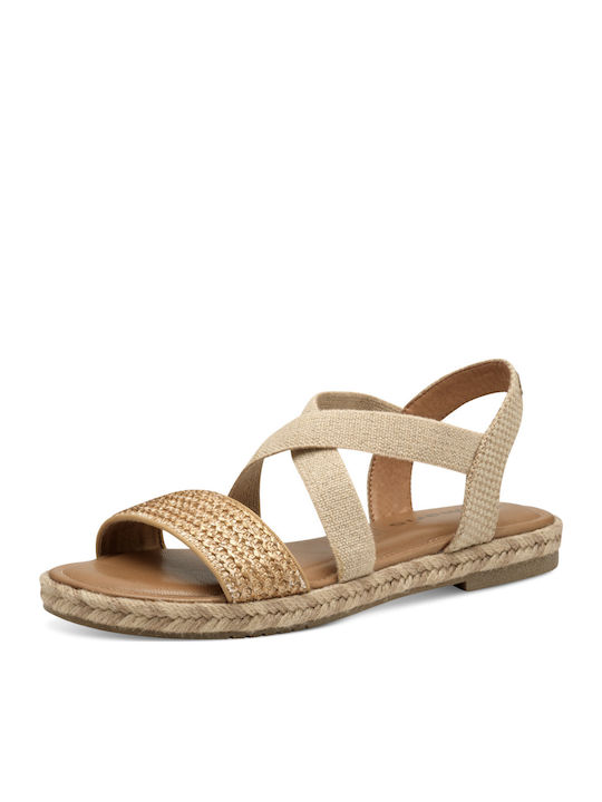 Tamaris Leather Women's Flat Sandals in Beige Color 1-28110-44-900