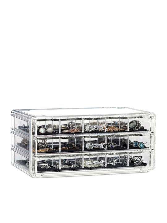 Relaxdays Kosmetikorganisator mit 3 Schubladen Transparent