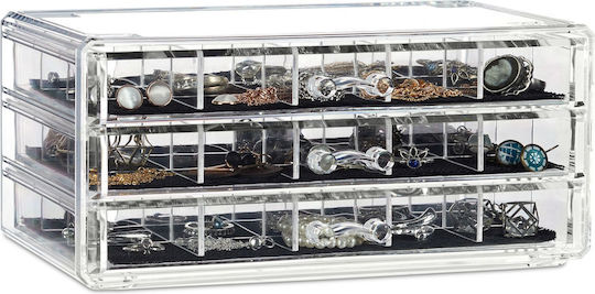 Relaxdays Cosmetics Organizer With 3 Transparent Drawers