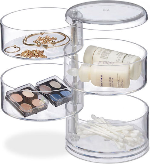 Relaxdays Organizator Rotativ De Cosmetice Cu Separatoare Transparent 17.5x11.5x11.5cm