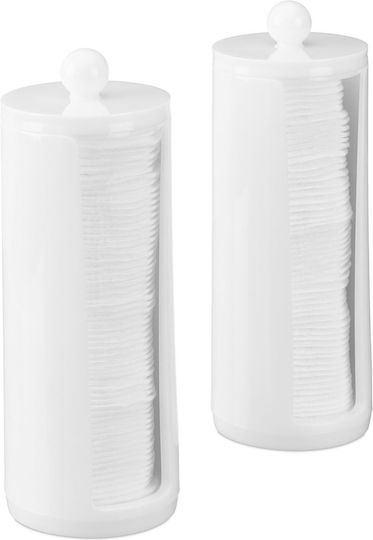 Set 2 Organizatoare pentru Dischete Demachiante Relaxdays Plastic Alb Dimensiuni 20 X 7 Cm