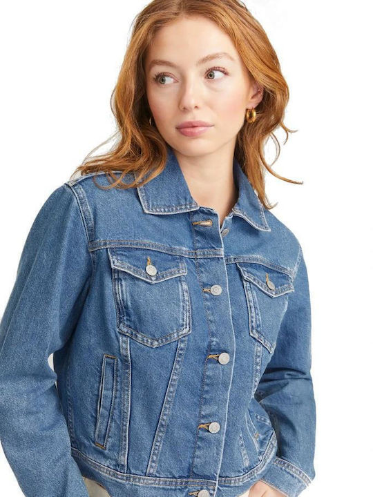 Jack & Jones Κοντό Γυναικείο Τζιν Μπουφάν Μπλε
