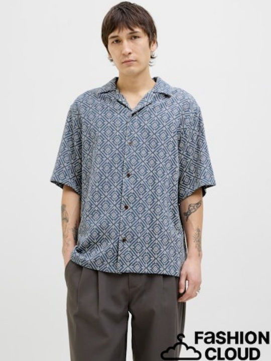 Jack & Jones Short-sleeved Cotton Shirt Navy Blue