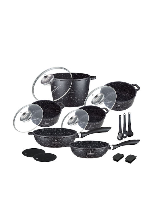 Edenberg Set de vase de gătit din aluminiu Black cu strat antiaderent 17buc