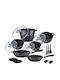 Edenberg Set de vase de gătit din aluminiu Black cu strat antiaderent 17buc