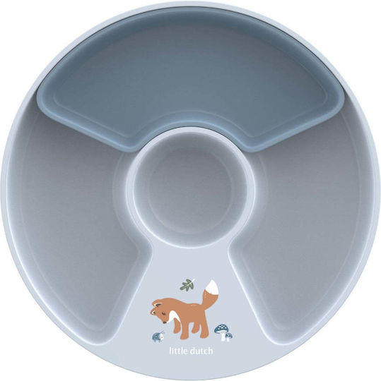 Little Dutch Baby Food Plate Mio Forest Friends made of Plastic Light Blue