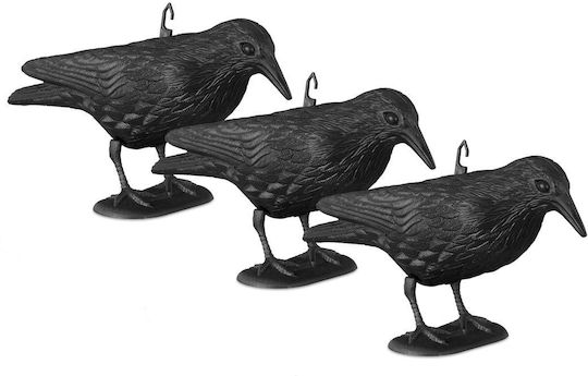Set 3 Cărăbuși Sperie Păsări Relaxdays Plastic Dimensiuni 20 X 33 X 12 Cm Negru