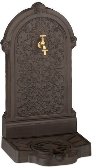 Fântână de Grădină Antică din Aluminiu Turnat Robinet Auriu Scoică Relaxdays Dimensiuni Aprox. 73 X 39 X 32 Cm Maro Închis