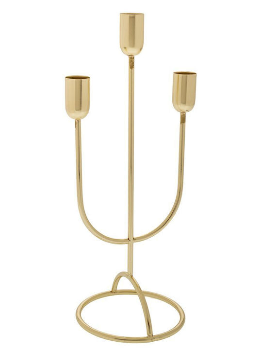 Iliadis Candle Holder Metal in Gold Color 11x11x22cm 1pcs