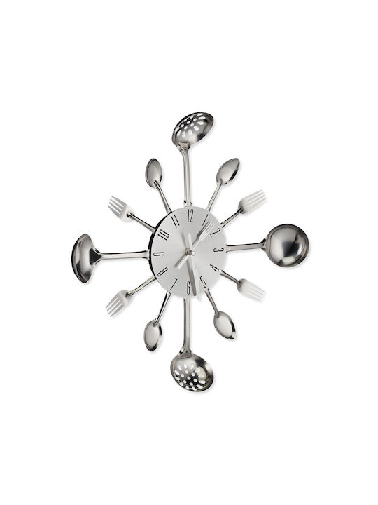 Wall Clock Accessorized Cutlery Silver Diameter 40 Cm Relaxdays